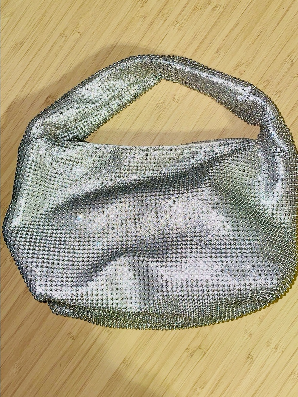 Silver Crystal Mesh Shoulder Bag - Elegant Evening Bag